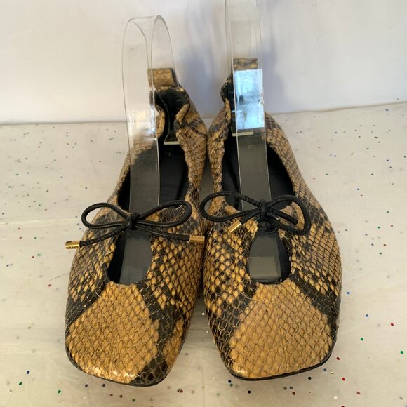 Frame Le Sunset Ballet Flats Python Multi Print Brwn/Blk Lambskin 39.5 Quiet Lux - Picture 6 of 16